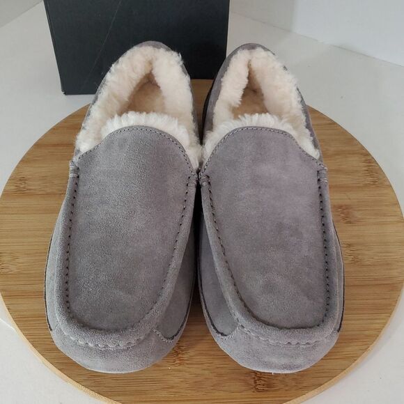 UGG Ascot Slipper Grey Suede Wool Comfort Loafer Men's US 9 NIB - Picture 2 of 16